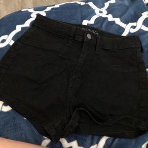 Black soft denim shorts